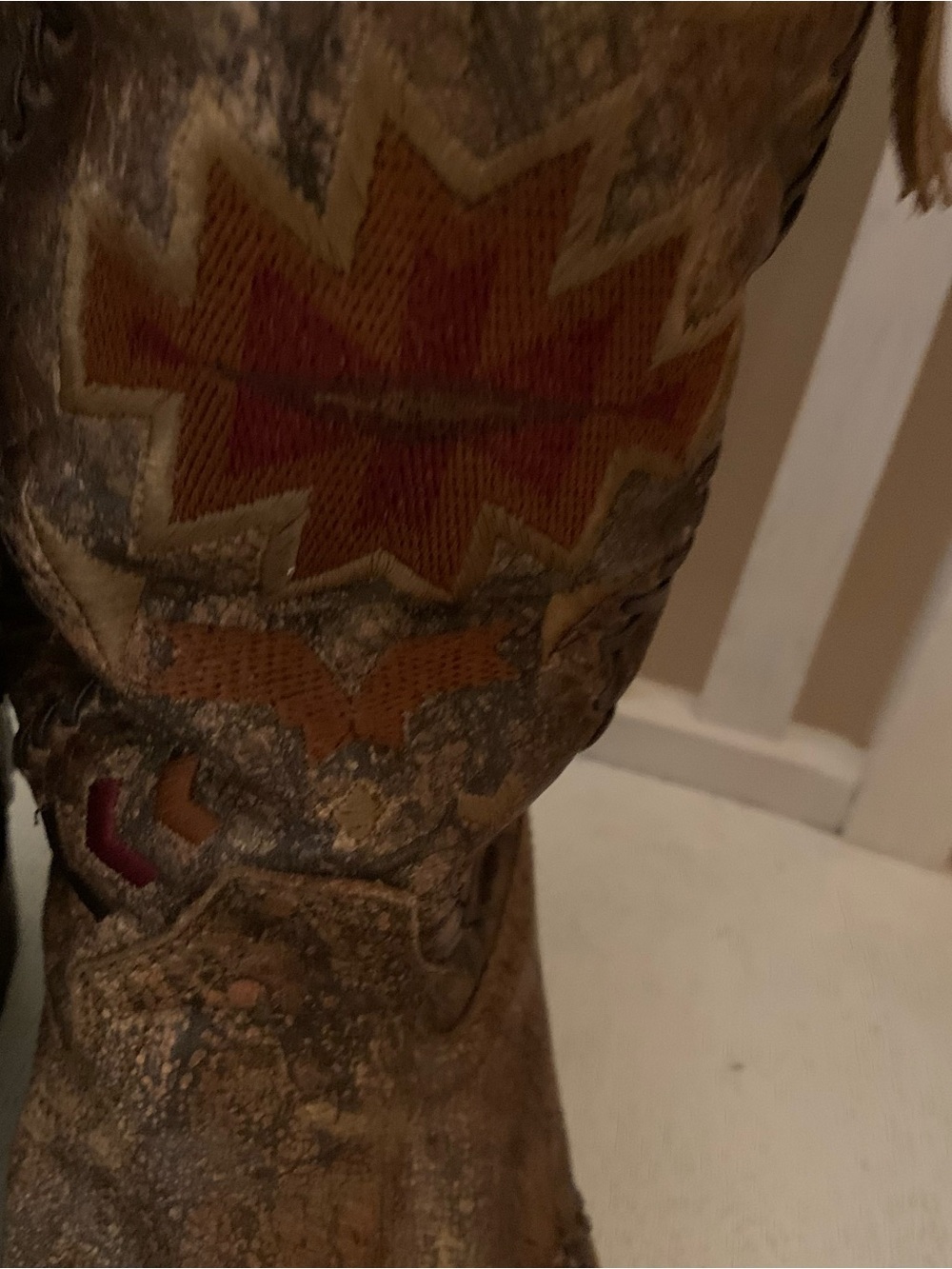 Corral Brown Leather Western Heeled Boots with Turquoise Lining - Picture 9 of 12